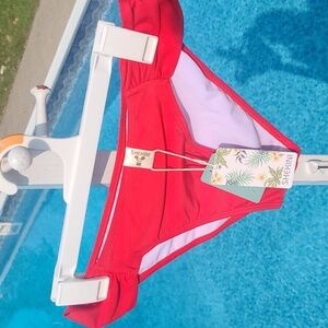New with tags! Shekini Womens Medium Shirred side low rise hipster bikini bottom